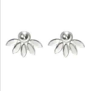 Flower Petal Two Piece Stud Earrings in Silver